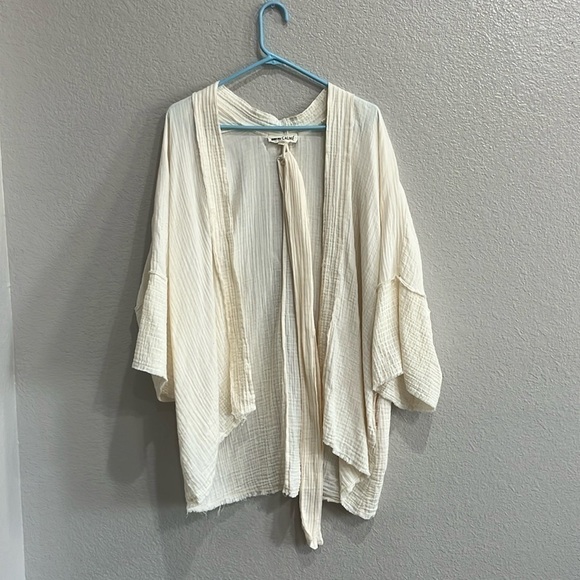 Johnny Was Calme Organic Cotton Gauze Kimono Short Robe cream Sz XS/S - Picture 1 of 12